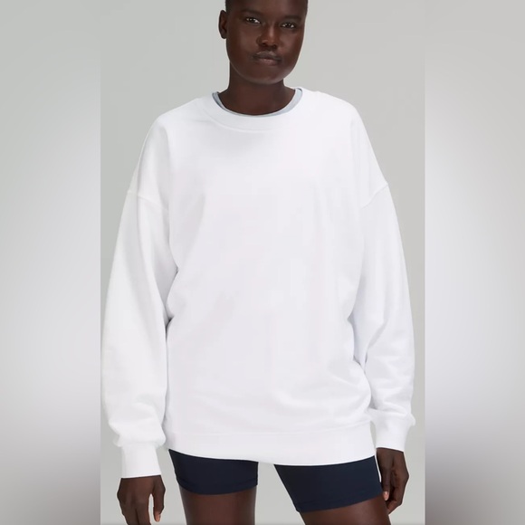 lululemon athletica Tops - Lululemon Ladies Size 8 Perfectly Oversized‎ White Crew Cotton Sweatshirt NWOT